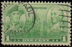 Z vendido USA 1936 Scott 790 Sello Armada John Paul Jones y John Barry usado
